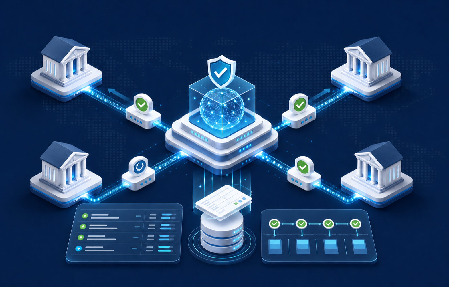 Illustration of secure interbank payment clearing and settlement operations
